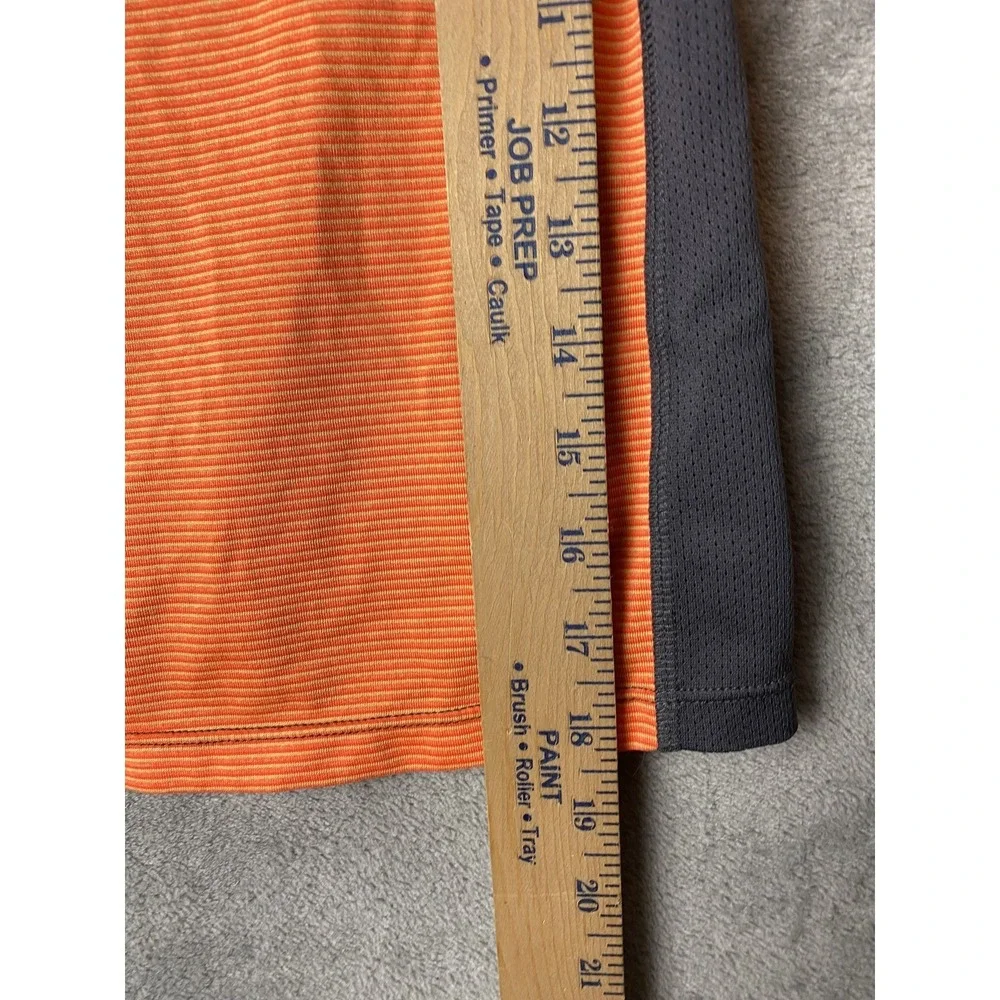 Russell Athletic Boys M Dri-Power T-Shirt Orange Gray Striped Activewear